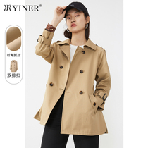 YINER Sound Womens 2021 spring new fashion foreign style double-breasted medium long windbreaker coat coat women