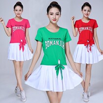 Square dance clothing new suit summer middle-aged and elderly aerobics short sleeve lace-up sports dance clothing female generation hair