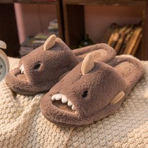 Shark cotton slippers male household autumn and winter cute plush non-slip indoor home dormitory roll cat touch slippers female winter