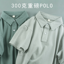 Match play 300g heavy polo shirt men thickened Xinjiang cotton pure cotton lapel Paul short-sleeved T-shirt Hong Kong trend ins