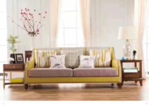 St. Tysburg-108 three-person sofa yellow leather cloth
