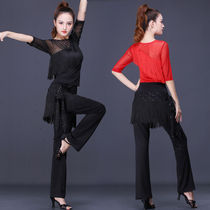 Gitba professional Latin dance clothes Net Red adult square dance new set tassel pants performance dancing clothes spring and autumn