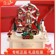 Taiwan jeancard Music Box Childrens Market Christmas Gifts Send Little Girls Ferris Wheel Rotating Solid Wood Quality