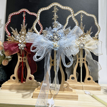 Married bride fan fan fan fan finished studio lollipop blue show fan Chinese wedding flow Su shade fan