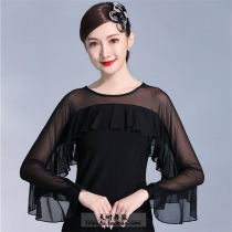 New lotus leaf sleeve modern dance jacket national standard dance ballroom dance classical dance square dance shirt women long sleeve