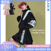 Le-cho contrast letter jacket 2021 summer new black pink sweet stormtrooper suit female reflective ins