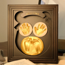 Handprint photo frame newborn baby souvenir full moon handfoot print hand foot print muddy baby 100 days commemorative gift