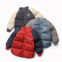 Children light down clothes boy girl baseball collar jacket 90 white duck suede cotton clothing blouse for children in winter