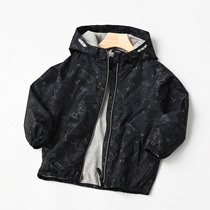 Childrens hooded jacket boys and girls full-printed cartoon tops