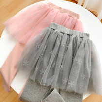 Glitter Little Wonder Woman Princess Skirt Pants Girl Fake two cute fluffy skirts with underpants Spring-and-Autumn-style childrens clothes