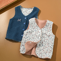 Two sides wearing children pure cotton teddy suede Machia girls Broken Flowers Warm Horse Sandwiched Blouses Autumn Winter New Childrens Clothing