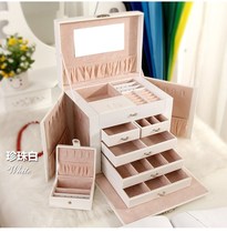 Large-capacity jewelry box five-layer leather makeup storage box Jewelry jewelry multi-layer jewelry storage box