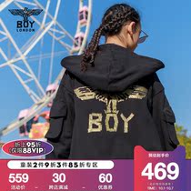 boylondon childrens wear hooded cardigan sweater double Gold Eagle Print