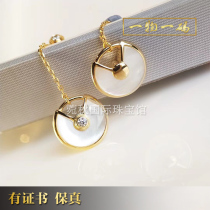 18K rose gold ear chain mosaic diamond rose gold natural white fritillary earrings popular popular pure gold