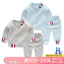 Baby autumn cotton sweater suit Boys and girls baby spring and autumn cardigan jacket Childrens knitwear out clothes