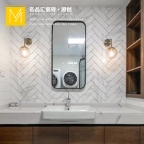 Nordic Fishbone mosaic tiles imitation wood grain herringbone spelling kitchen bathroom balcony wall tiles background wall jazz White