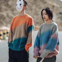 Tokyo wardrobe sweater womens autumn and winter New knitwear dyed round neck pullover casual loose woolen sweater mens tide