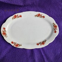 Nostalgic old inventory 1980s porcelain decal porcelain plate fish plate has an opening can be used as props