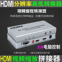 HDMI Video Splicer RS232 controls HDMI resolution high and low 4K to 2K to 4K Zoom converter