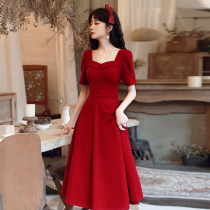 Toast bridal wine red color normal to wear Temperament Married Little Sub engagement Late dress Dress Lady Spring