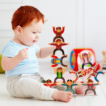 Stacked high building blocks Hercules balance wooden doll stacked music challenge childrens puzzle game concentration toy