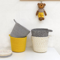 ins cotton thread fabric hanging bag Wall binaural hanging basket Mobile phone cosmetics storage box behind the door key sundries small basket