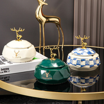 ins wind personality trend blue flag pattern ceramic ashtrays home living room light and luxurious office windproof cigarette cylinders