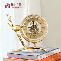 American high-end pure copper bird clock table clock pendulum European bronze clock home living room clock desktop clock clock clock