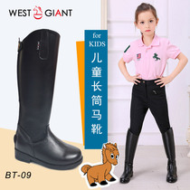  Childrens professional long barrel riding boots first layer soft cowhide riding knight equestrian boots Western giant harness