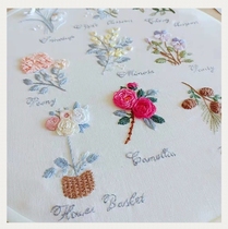Light summer handmade (embroidered garden) flower stitch embroidery DIY material package novice practice home decoration painting