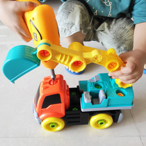 Childrens disassembly and assembly engineering vehicle electric drill toolbox baby screw screwdriver toy disassembly car set puzzle