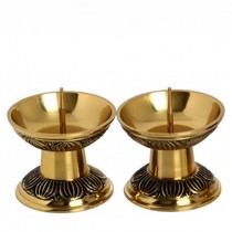  Buddha Hall household worship ghee lamp with needle dual-use candle holder 2 6-inch pure copper god needle foreign candle needle candle holder pair