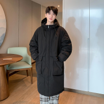 European station winter men and women Korean loose black apricot color warm long white duck down jacket couple down coat