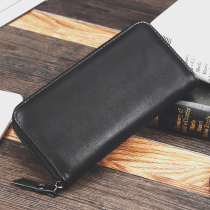 New mens and womens Korean youth handbag simple leather medium-long wallet Casual large-capacity mobile phone bag wallet