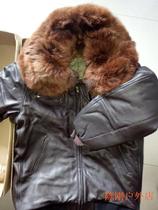 Cattle goods 59 winter pilot leather clothing 59 winter flying leather clothing raccoon fur collar silk inner leather clothing