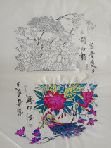 Qing inventory Weifang Yangjiabu woodblock new Year painting wood planks old version rich double double to white head peony flowers handmade