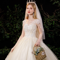 French main wedding dress 2021 New temperament bride dress word shoulder small man high waist pregnant woman light winter