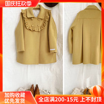 Petit Nez] Vintage 100% wool double-sided cashmere hand-sewn childrens Lotus lace coat coat coat