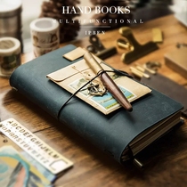 Handbook Cowhide Notepad Journal Handmade loose-leaf book Retro Travel Journal Leather Notebook