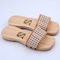 Yuan real new wooden slippers home clogs men simple one-character Mens wooden shoes couples home wooden shoes women