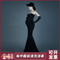 Y003 Pregnant Woman Photography Clothing Fashion Mommy Writing True Dress Black Elastic Movie photo clothes for hire