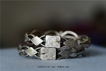 Qing Dynasty Old Silver Hollow Flower Closed Bracelet Diameter 63*56mm Bag Silver Jewelry