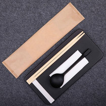 Disposable chopsticks four pieces of cover commercial takeaway packaged three-four-in-one chopsticks spoon cover kraft paper packaging custom