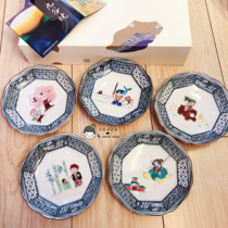 Spot Japan imported Kutani yaki and Japanese cuisine Japanese fairy Momotaro small plate plate plate K6-97