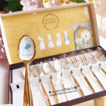 Spot Japanese Peter rabbit Peter rabbit exquisite gilded mixing spoon snack fork gift box