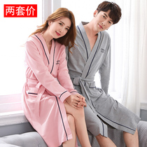 Couple nightgown Spring and Autumn long long sleeve cotton home clothes sexy Japanese cotton pajamas mens bathrobe women autumn and winter