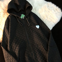 The secret advanced sense of Bears Paw niche blue love Tide brand design sense hooded BF waffle zipper man