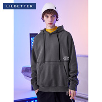 Lilbetter sweater male ins off shoulder trend port wind kangaroo pocket top lazy wind stitching contrast color inner match LB