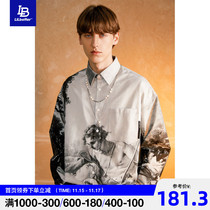Lilbetter shirt men European and American retro coat casual loose top Tide brand print Ruffian shirt tide LB