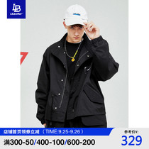 Lilbetter windbreaker men spring and autumn trend handsome coat autumn fake two casual loose men jacket LB